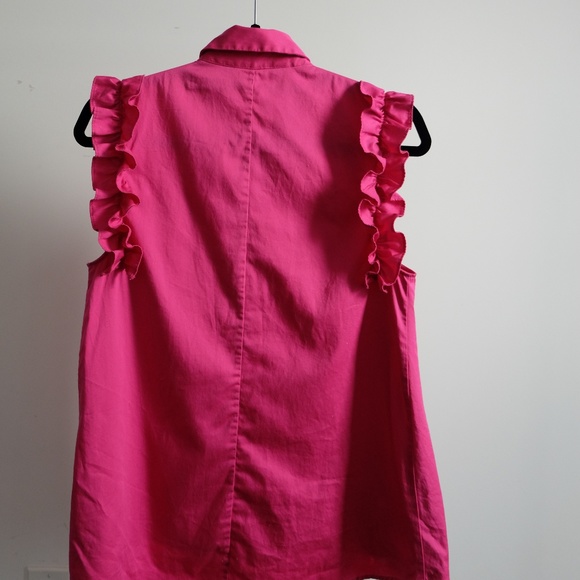 NWOT Zara Fuchsia Frilled Top - Picture 2 of 6